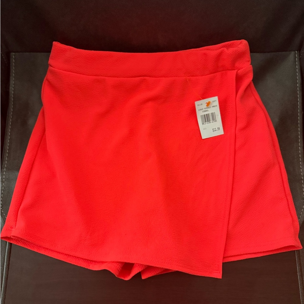 Rainbow Red Mini Skirt with Wrap Design